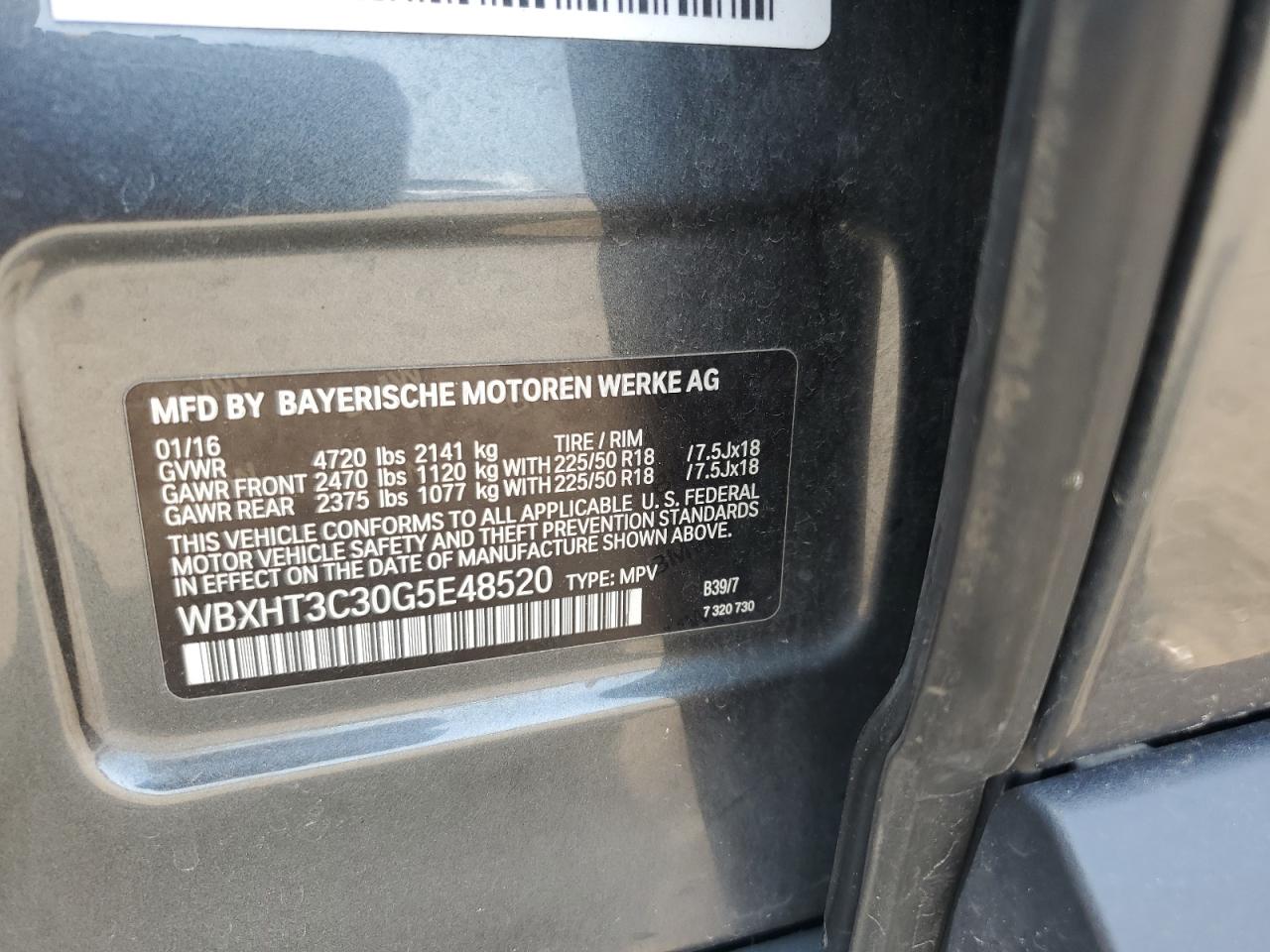 2016 BMW X1 xDrive28I VIN: WBXHT3C30G5E48520 Lot: 59522585