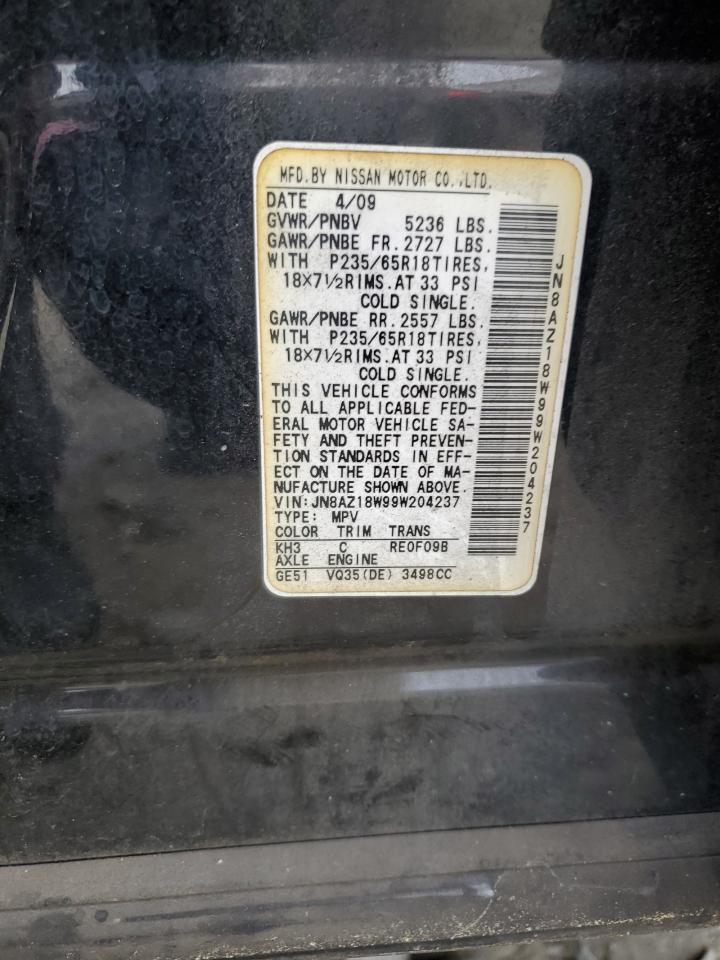 2009 Nissan Murano S VIN: JN8AZ18W99W204237 Lot: 58997675