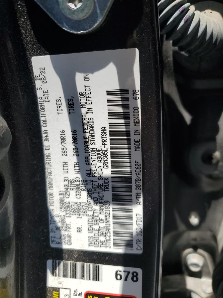 2022 Toyota Tacoma Double Cab VIN: 3TMCZ5AN1NM521839 Lot: 60439965