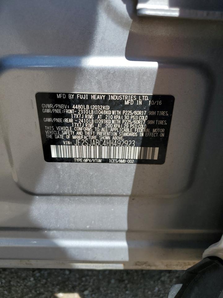 2017 Subaru Forester 2.5I VIN: JF2SJABC4HH492923 Lot: 62360525