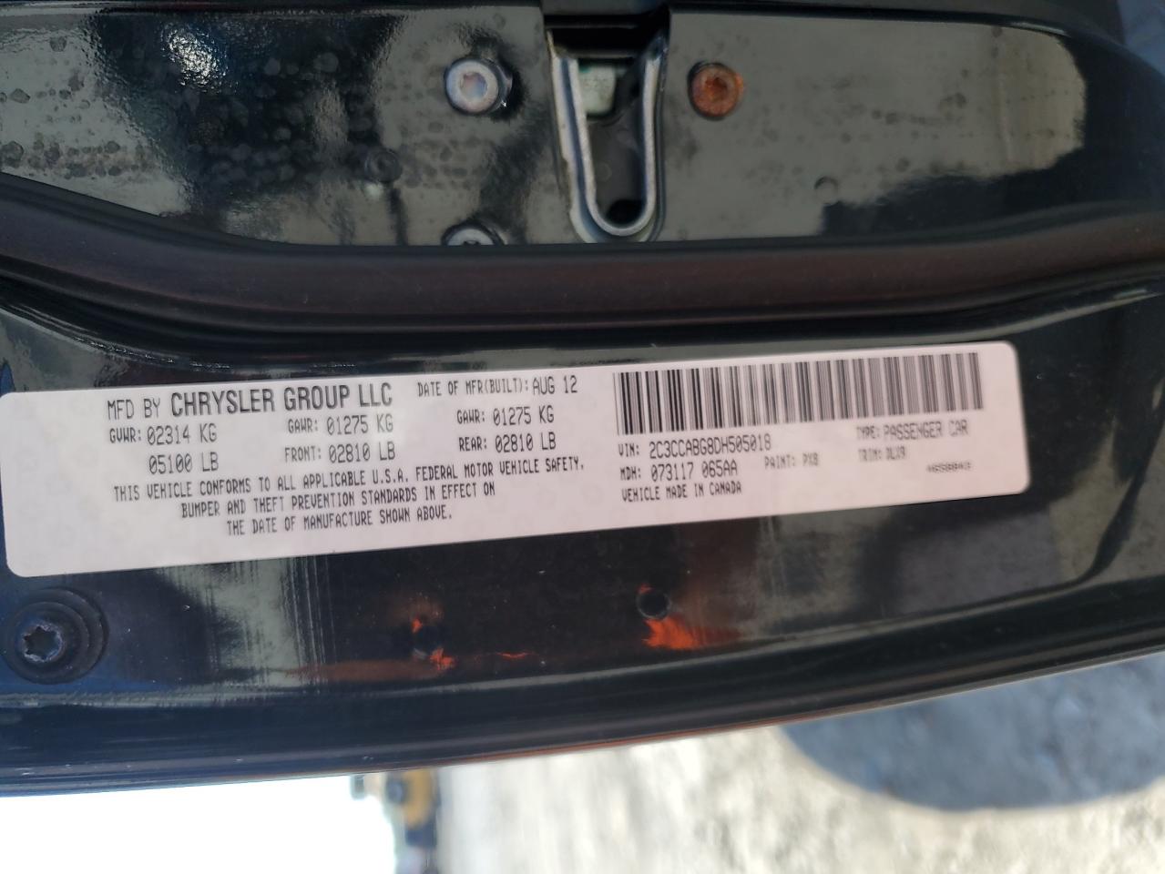 2013 Chrysler 300 S VIN: 2C3CCABG8DH505018 Lot: 60572985