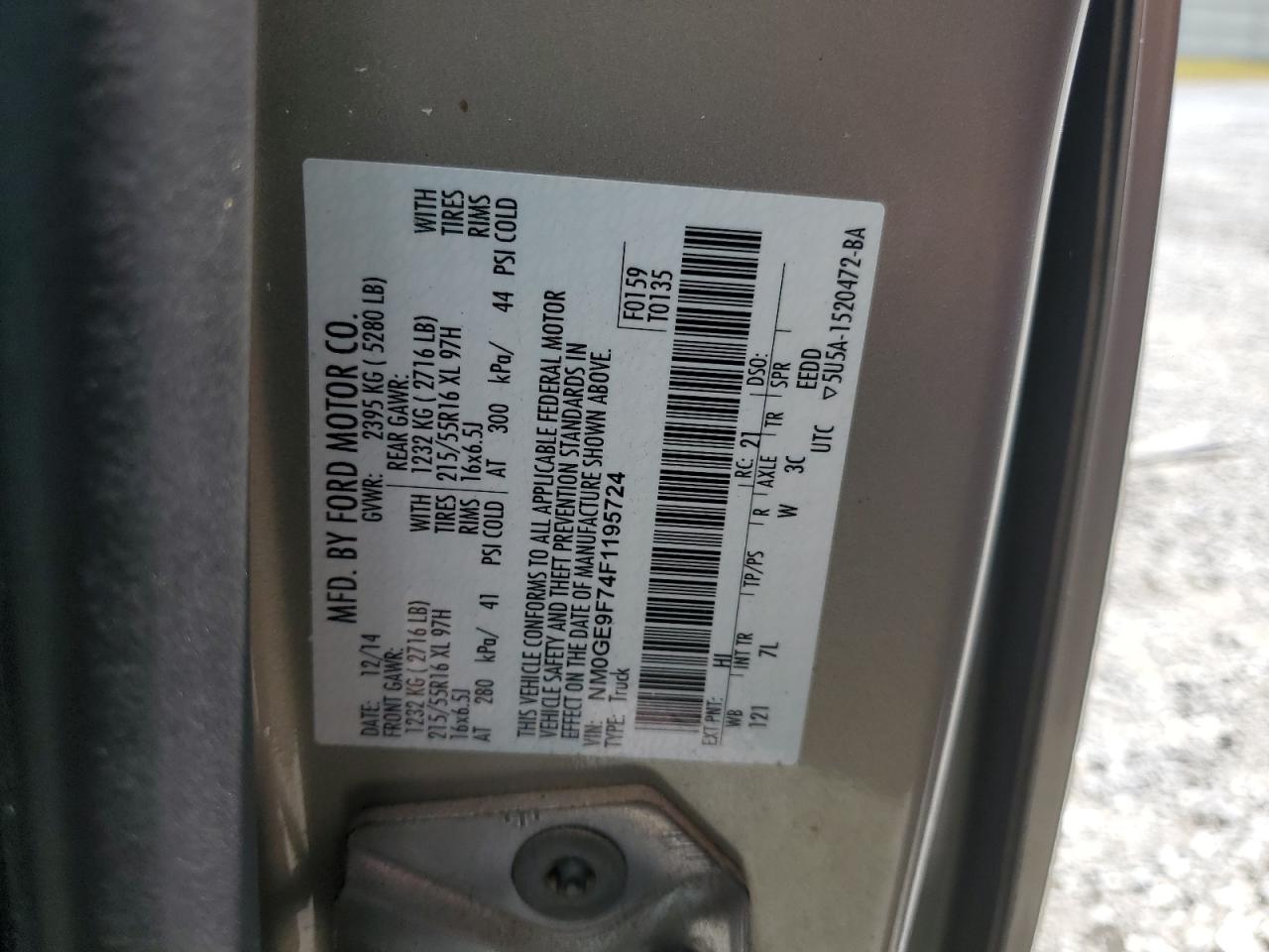 FORD TRANSIT 2015 VIN NM0GE9F74F1195724 фото 13