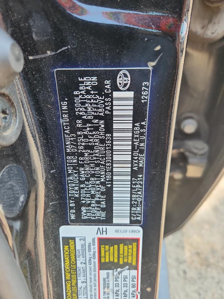 2013 Toyota Avalon Hybrid VIN: 4T1BD1EB3DU013638 Lot: 62214285