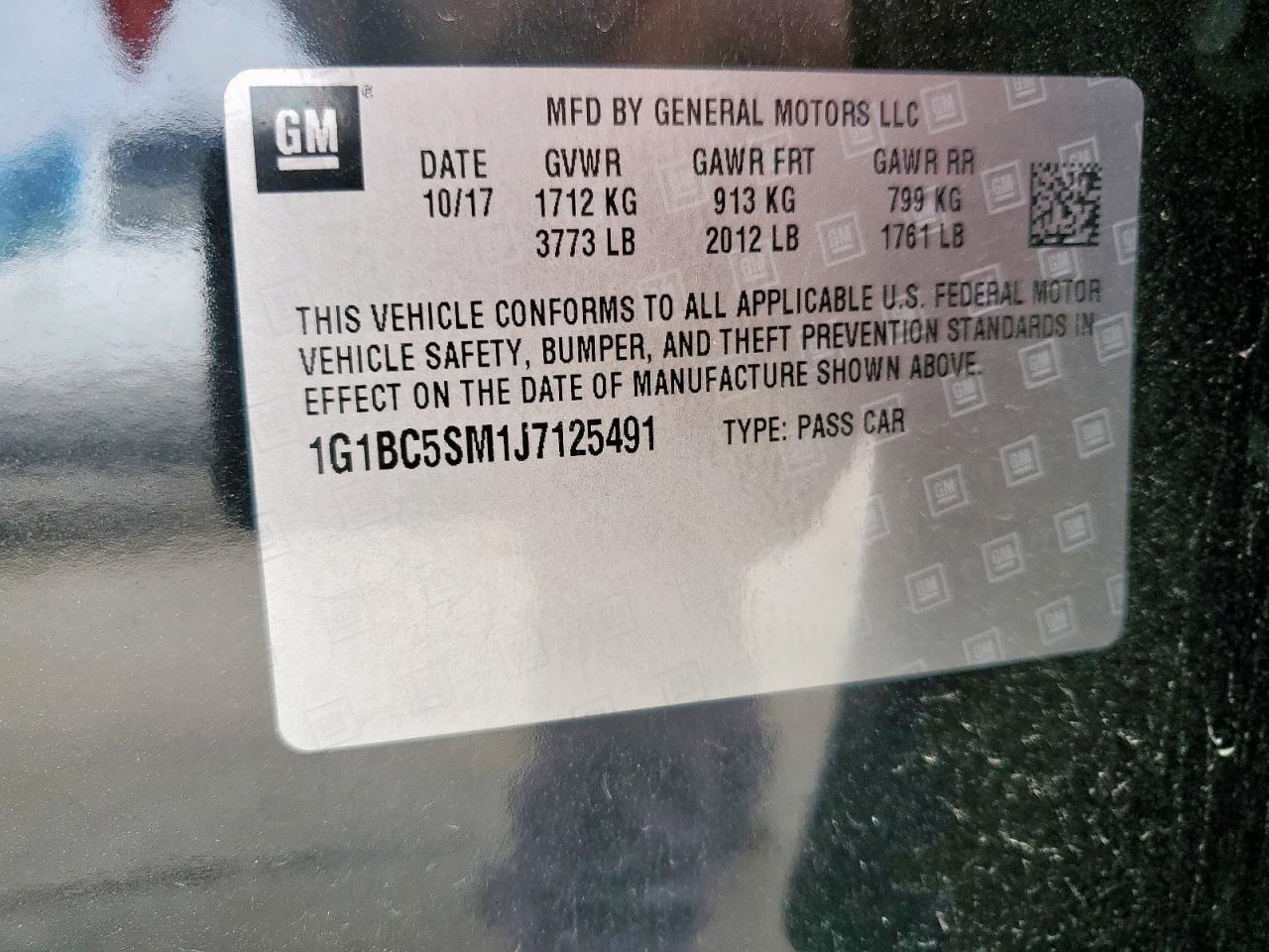 CHEVROLET CRUZE 2018 VIN 1G1BC5SM1J7125491 zdjęcie 12