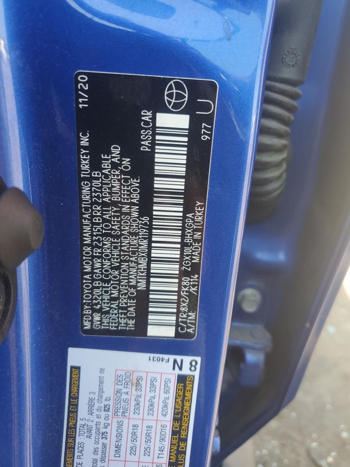 2021 Toyota C-Hr Xle VIN: NMTKHMBX0MR119736 Lot: 62138615