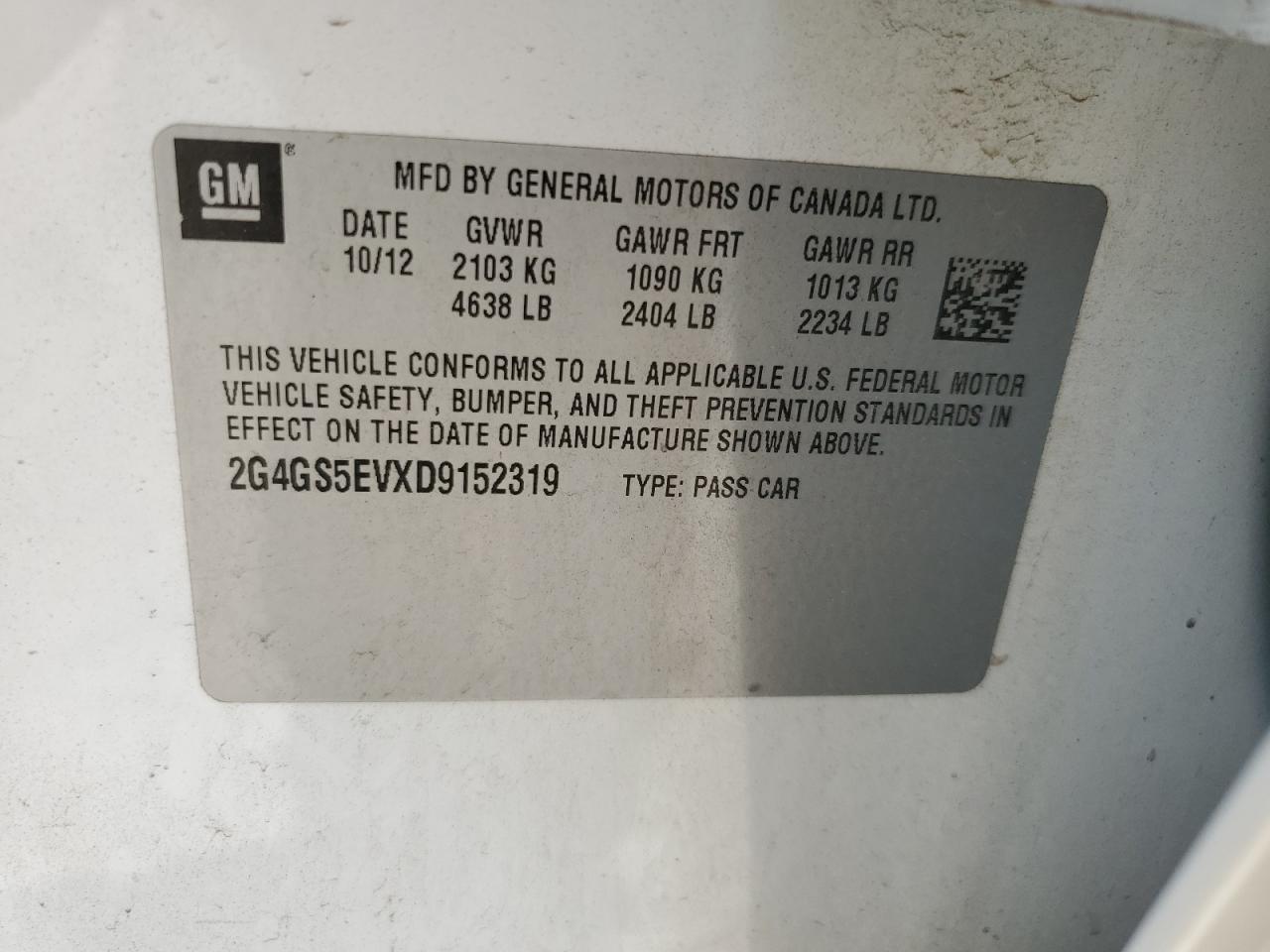 2013 Buick Regal Premium VIN: 2G4GS5EVXD9152319 Lot: 62302395