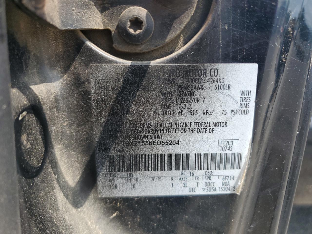 2006 Ford F250 Super Duty VIN: 1FTSX21556ED55204 Lot: 62774135