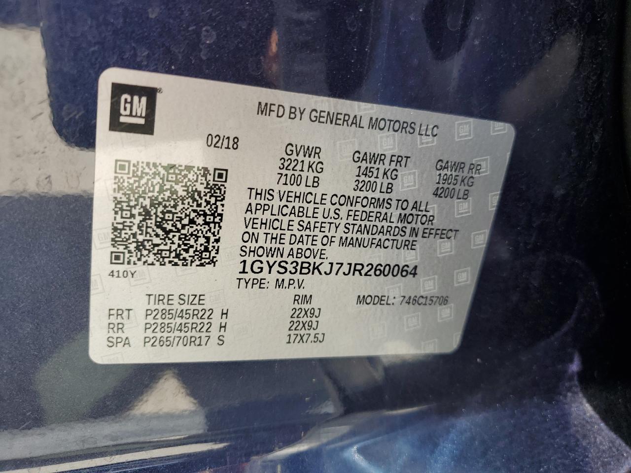 2018 Cadillac Escalade Luxury VIN: 1GYS3BKJ7JR260064 Lot: 61089915