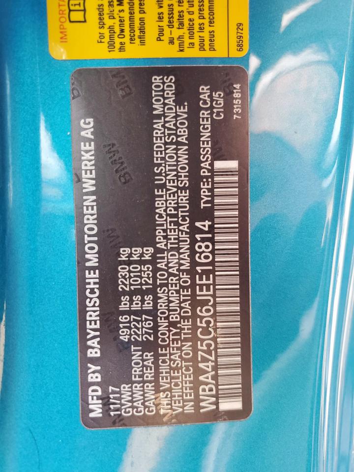 2018 BMW 440I VIN: WBA4Z5C56JEE16814 Lot: 61610715