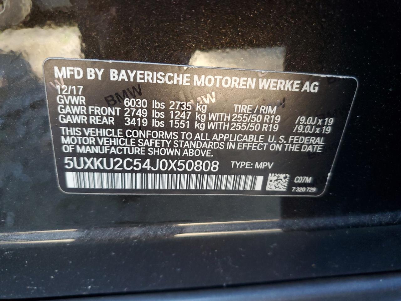 2018 BMW X6 xDrive35I VIN: 5UXKU2C54J0X50808 Lot: 61588235