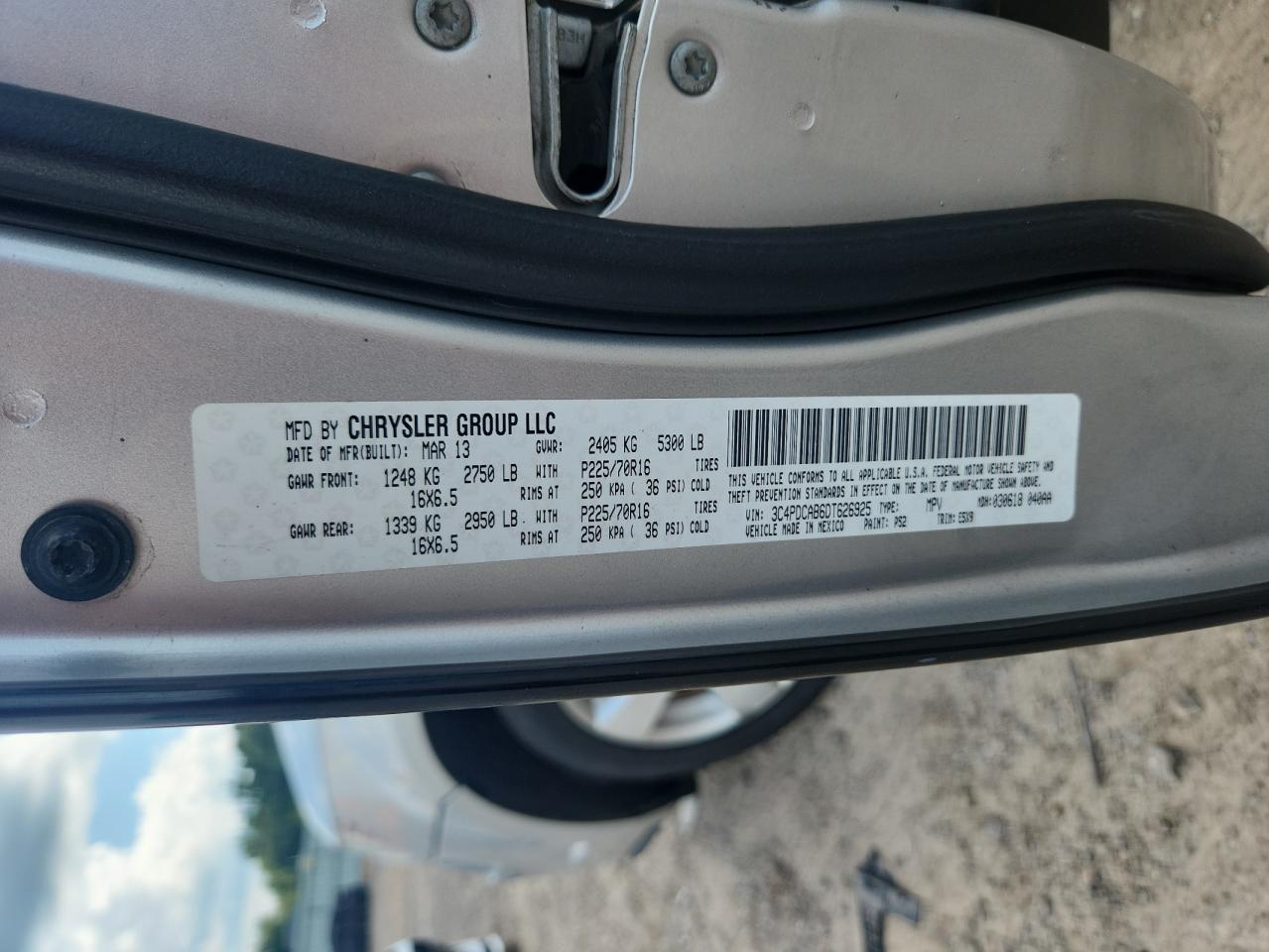 2013 Dodge Journey Se VIN: 3C4PDCAB6DT626925 Lot: 62697495