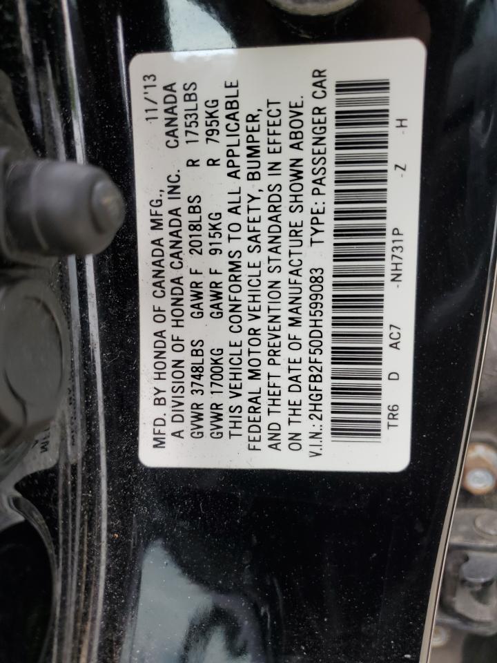 2013 Honda Civic Lx VIN: 2HGFB2F50DH599083 Lot: 59859935