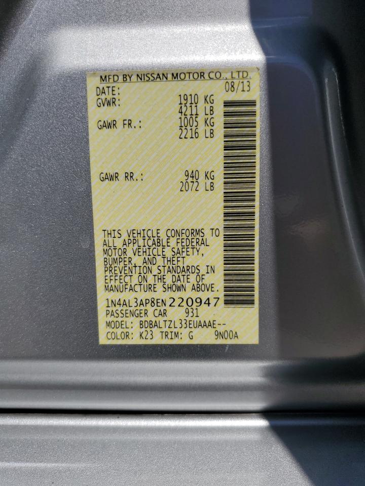 2014 Nissan Altima 2.5 VIN: 1N4AL3AP8EN220947 Lot: 62196965
