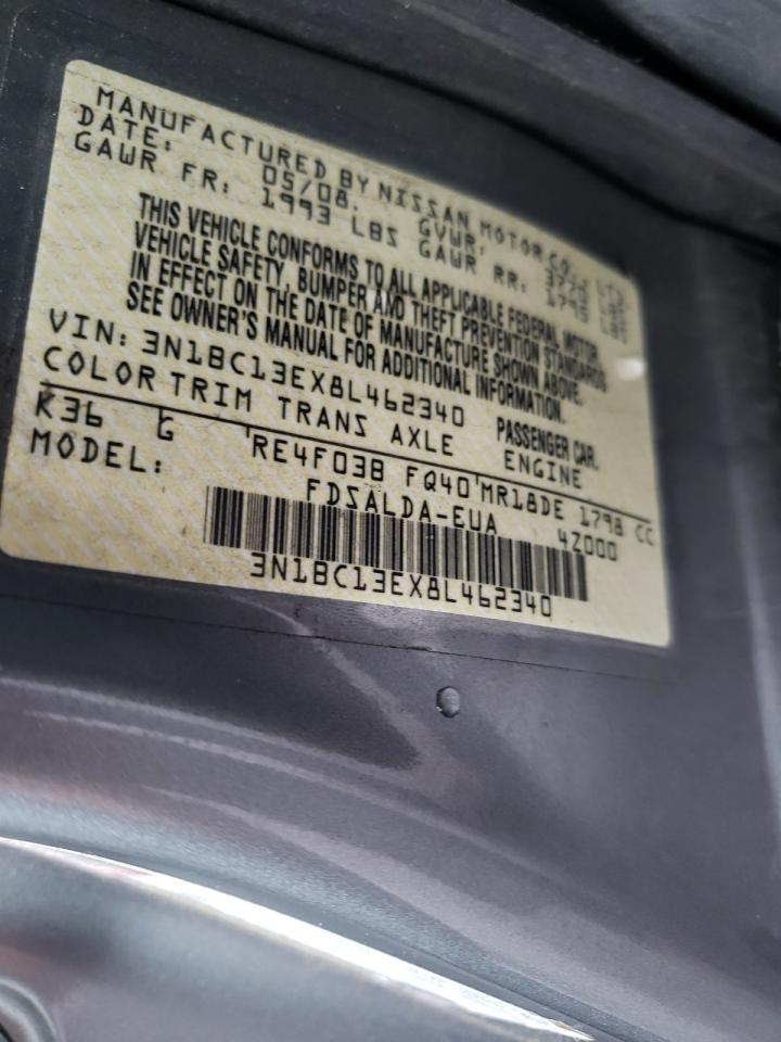 2008 Nissan Versa S VIN: 3N1BC13EX8L462340 Lot: 56940455