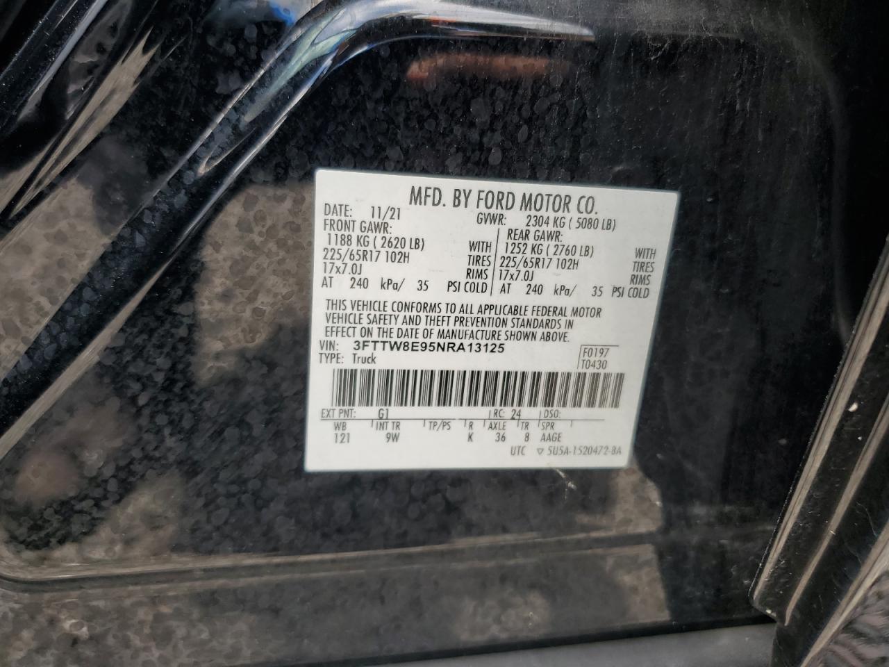 FORD MAVERICK 2022 VIN 3FTTW8E95NRA13125 фото 12