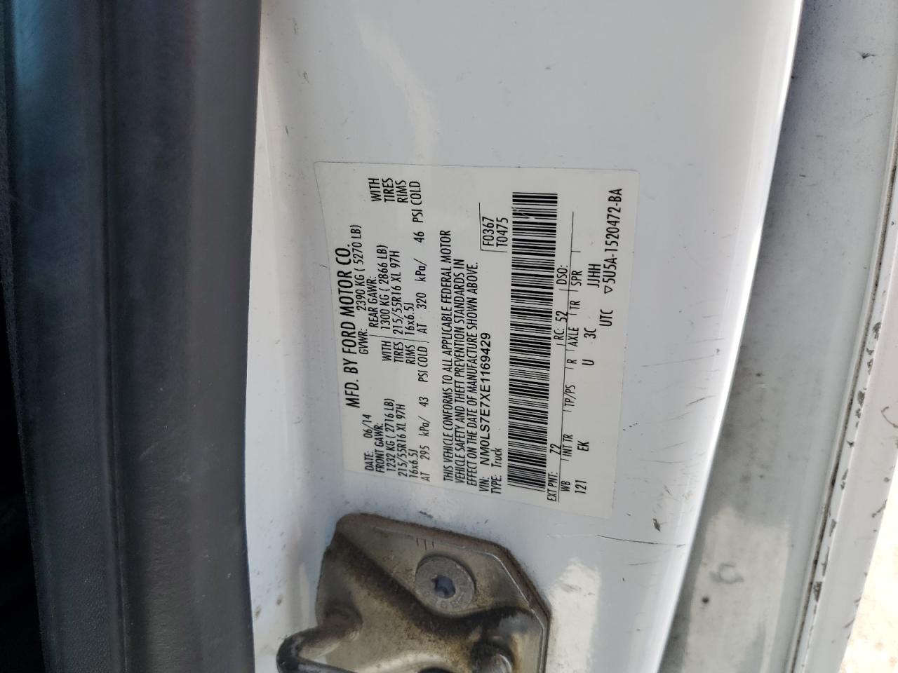2014 Ford Transit Connect Xl VIN: NM0LS7E7XE1169429 Lot: 62825335