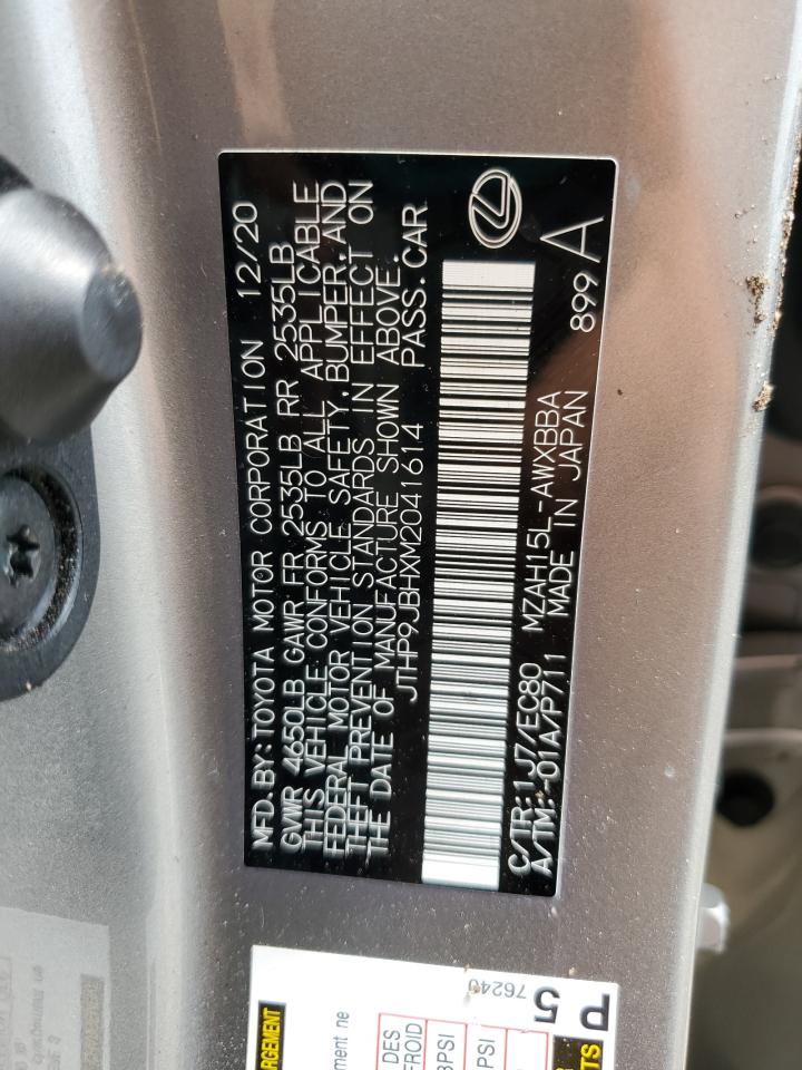 2021 Lexus Ux 250H VIN: JTHP9JBHXM2041614 Lot: 60719005