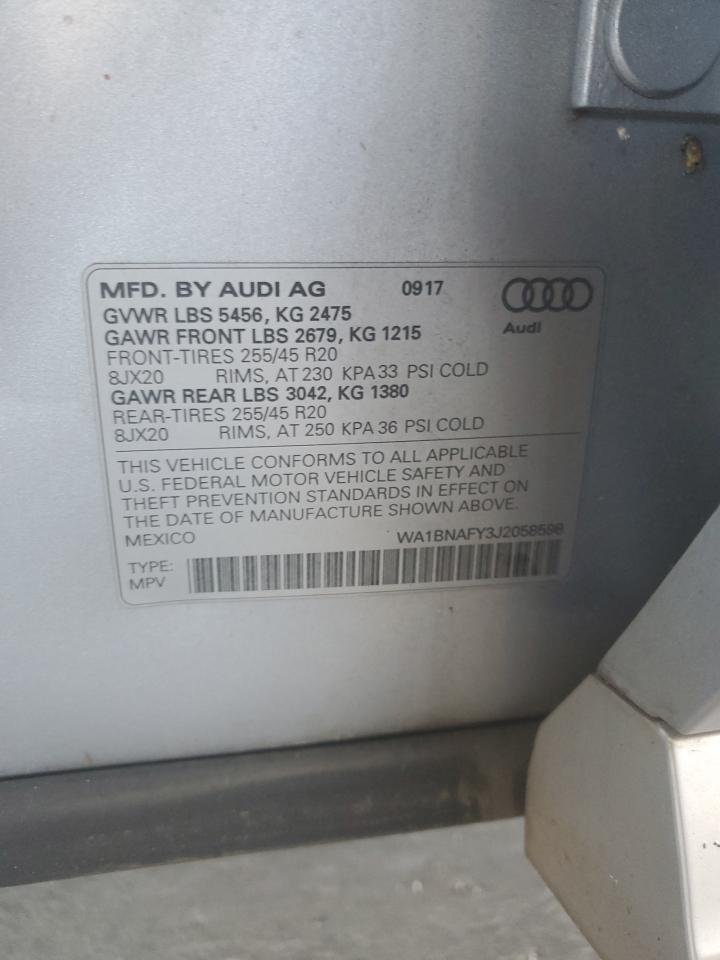 2018 Audi Q5 Premium Plus VIN: WA1BNAFY3J2058598 Lot: 62943625