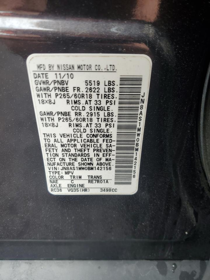2011 Infiniti Fx35 VIN: JN8AS1MW0BM142156 Lot: 60468945