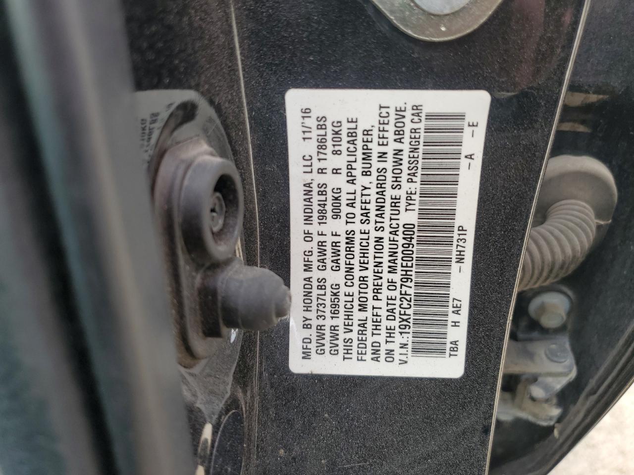 2017 Honda Civic Ex VIN: 19XFC2F79HE009400 Lot: 63313345