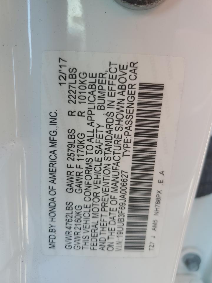 2018 Acura Tlx Tech+A VIN: 19UUB3F69JA006627 Lot: 61743065