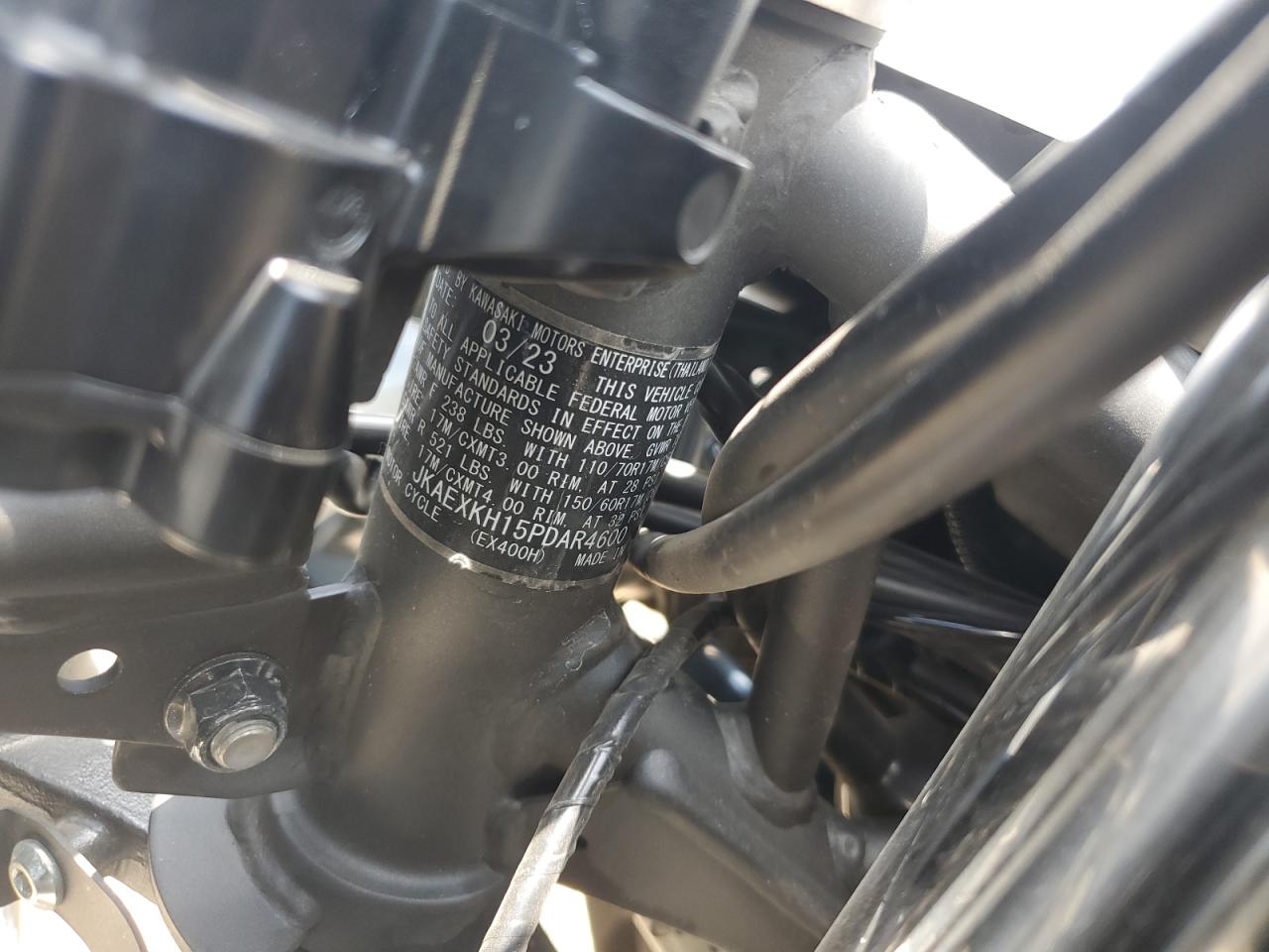2023 Kawasaki Ex400 VIN: JKAEXKH15PDAR4600 Lot: 61620905