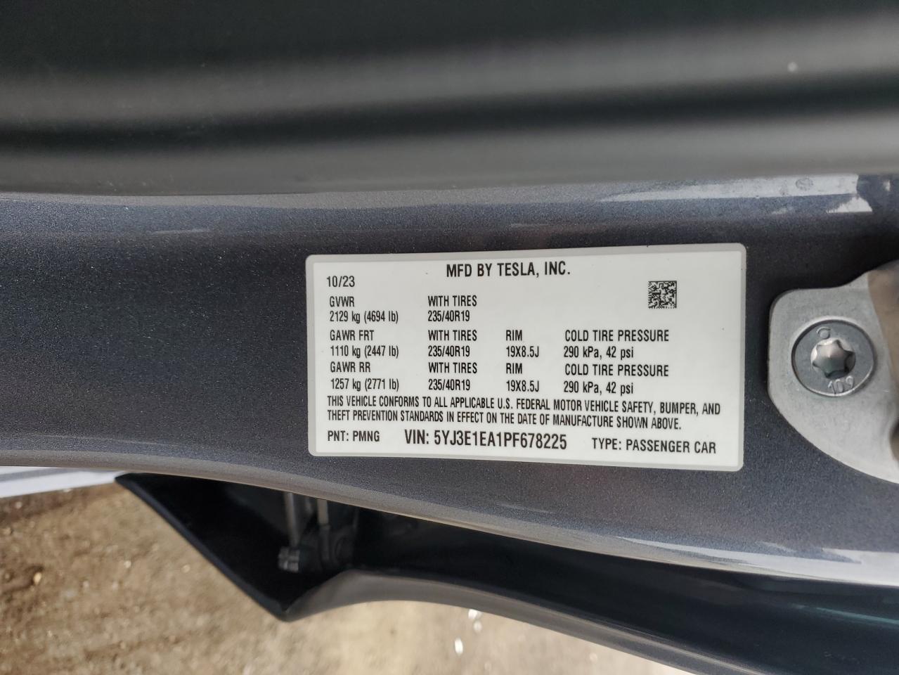 2023 Tesla Model 3 VIN: 5YJ3E1EA1PF678225 Lot: 62634945