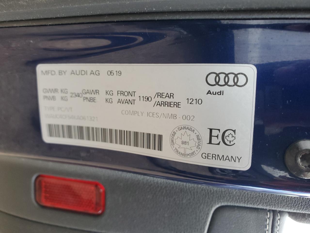 2019 Audi S5 Prestige VIN: WAUC4CF54KA061321 Lot: 63056935