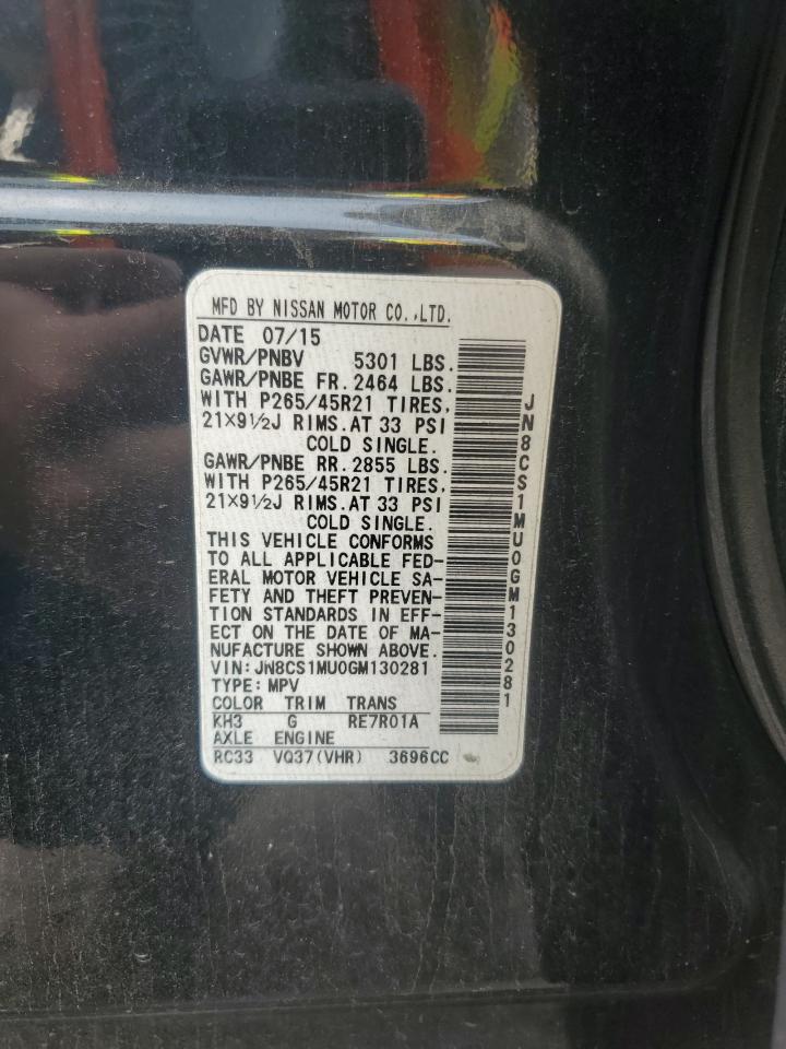 2016 Infiniti Qx70 VIN: JN8CS1MU0GM130281 Lot: 62695475