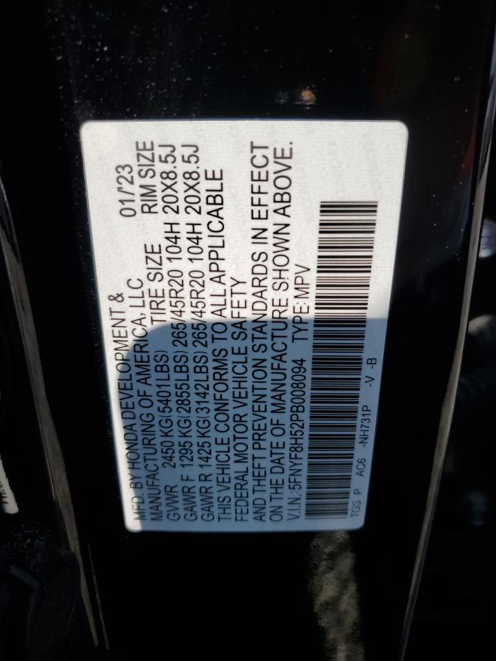 2023 Honda Passport Exl VIN: 5FNYF8H52PB008094 Lot: 61858495