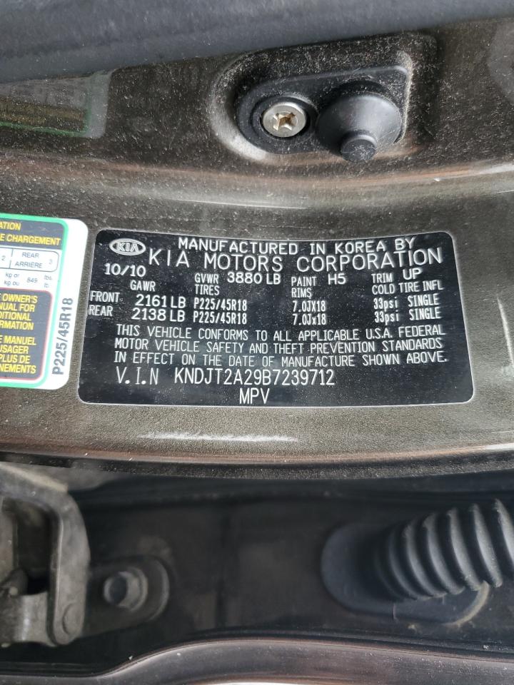 2011 Kia Soul + VIN: KNDJT2A29B7239712 Lot: 62311575