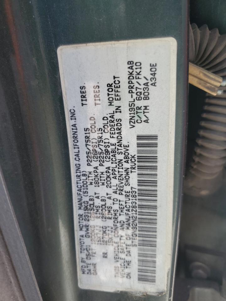 2001 Toyota Tacoma Double Cab Prerunner VIN: 5TEGN92N21Z831837 Lot: 61211785