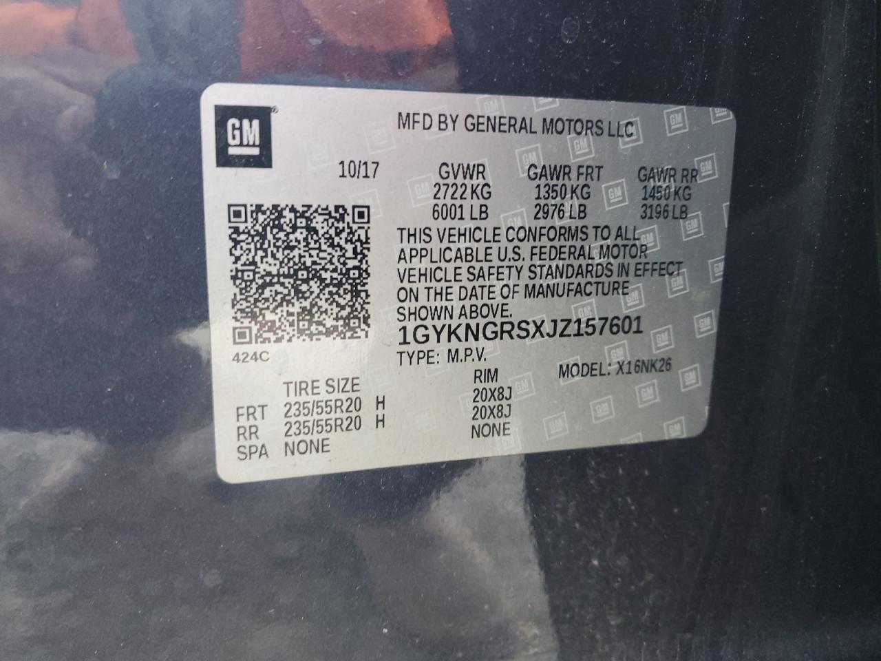 2018 Cadillac Xt5 Platinum VIN: 1GYKNGRSXJZ157601 Lot: 60937155