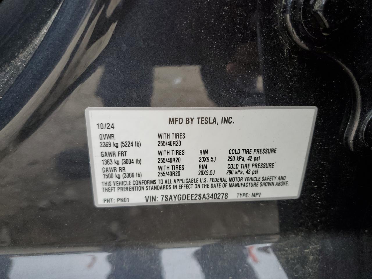 TESLA MODEL Y 2025 VIN 7SAYGDEE2SA340278 photo 12