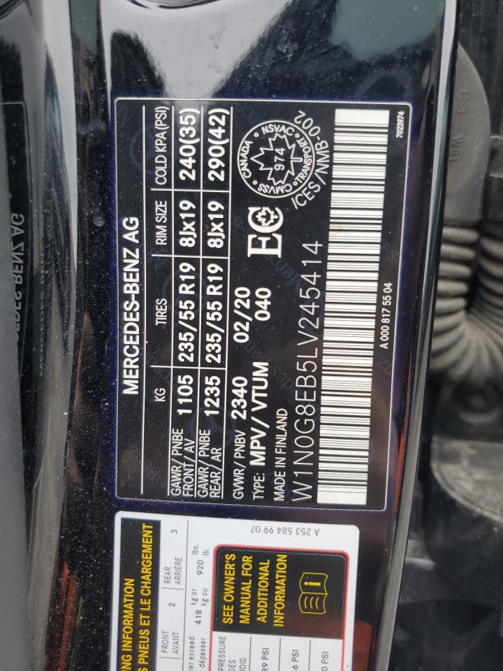 2020 Mercedes-Benz Glc 300 4Matic VIN: W1N0G8EB5LV245414 Lot: 61447645