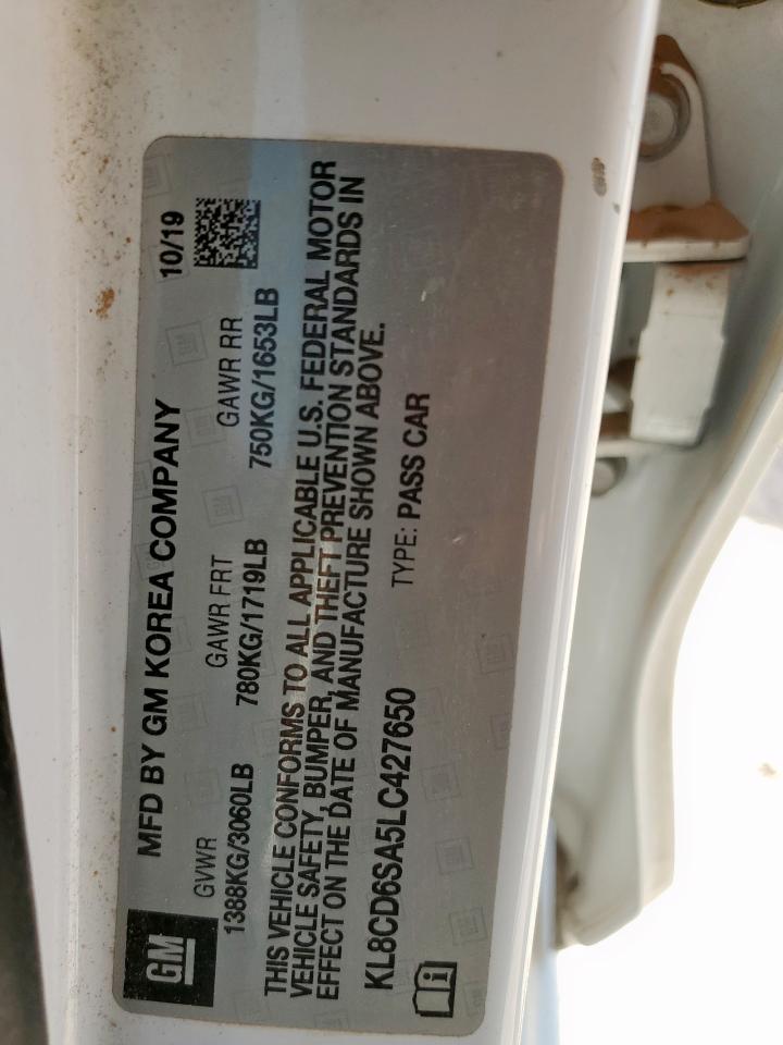 2020 Chevrolet Spark 1Lt VIN: KL8CD6SA5LC427650 Lot: 60888325