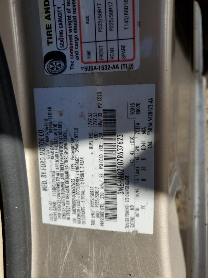 2007 Mercury Milan Premier VIN: 3MEHM02107R637623 Lot: 60995945