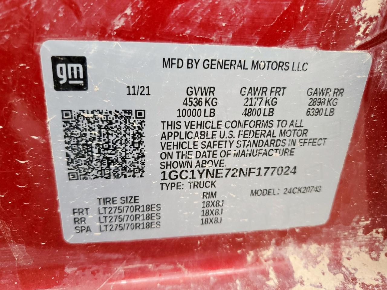 2022 Chevrolet Silverado K2500 Heavy Duty Lt VIN: 1GC1YNE72NF177024 Lot: 62097885