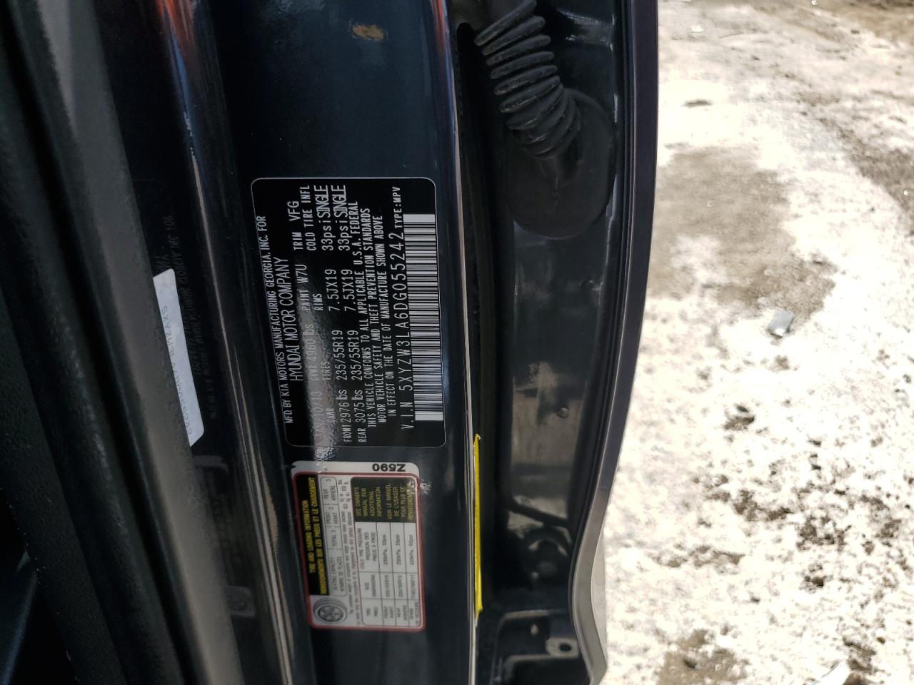 2013 Hyundai Santa Fe Sport VIN: 5XYZW3LA6DG055242 Lot: 60743325