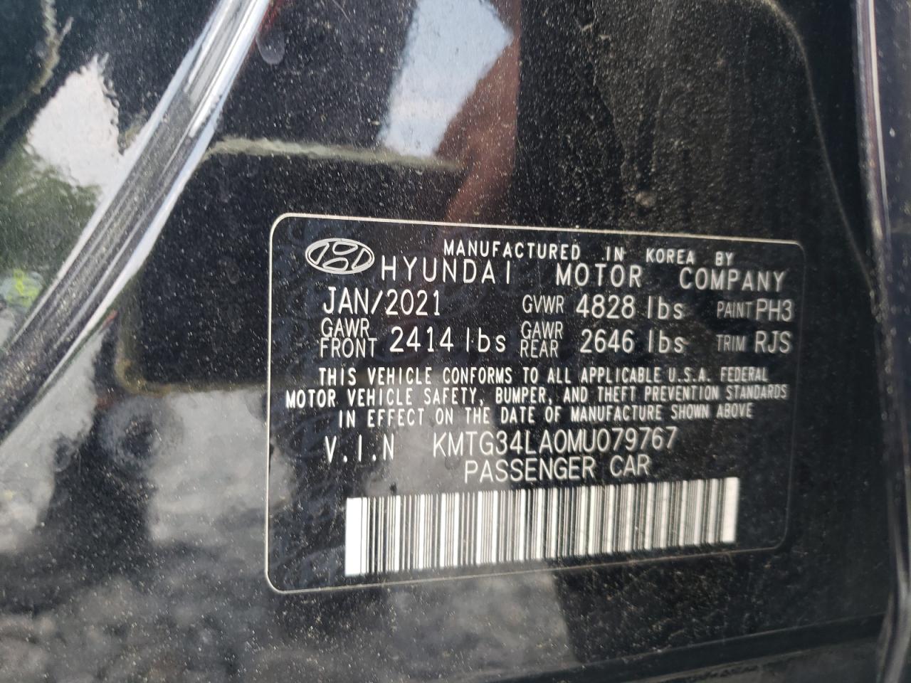 2021 Genesis G70 Elite VIN: KMTG34LA0MU079767 Lot: 59688405