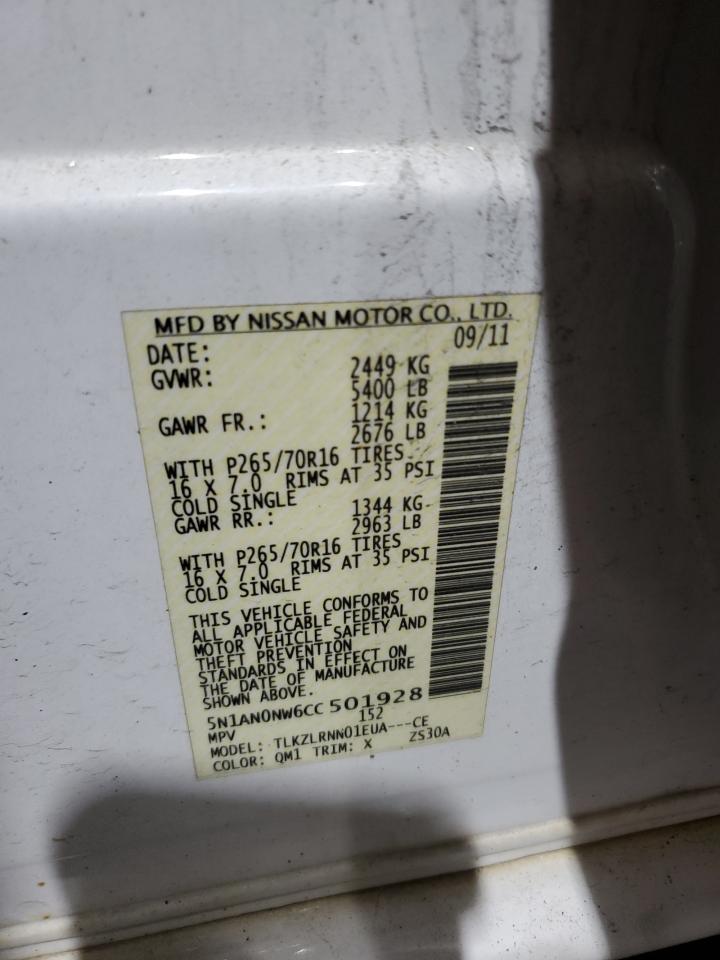2012 Nissan Xterra Off Road VIN: 5N1AN0NW6CC501928 Lot: 60697705