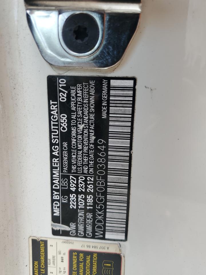 2011 Mercedes-Benz E 350 VIN: WDDKK5GF0BF038649 Lot: 62554295
