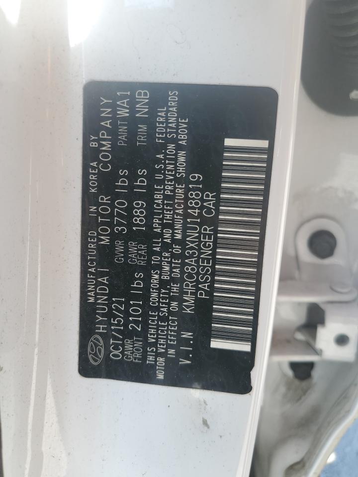 2022 Hyundai Venue Sel VIN: KMHRC8A3XNU148819 Lot: 62089855