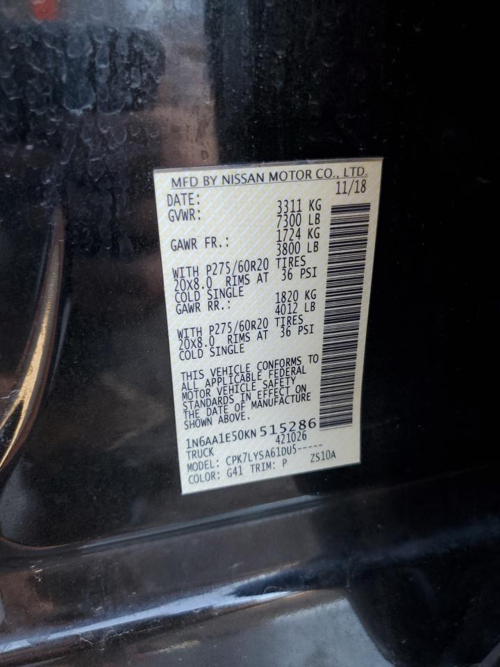 2019 Nissan Titan Sv VIN: 1N6AA1E50KN515286 Lot: 61407305