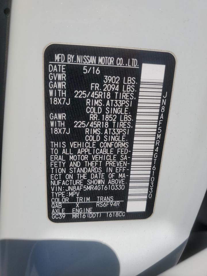 2016 Nissan Juke S VIN: JN8AF5MR4GT610330 Lot: 61270385