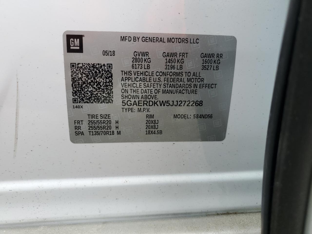 2018 Buick Enclave Avenir VIN: 5GAERDKW5JJ272268 Lot: 60118705