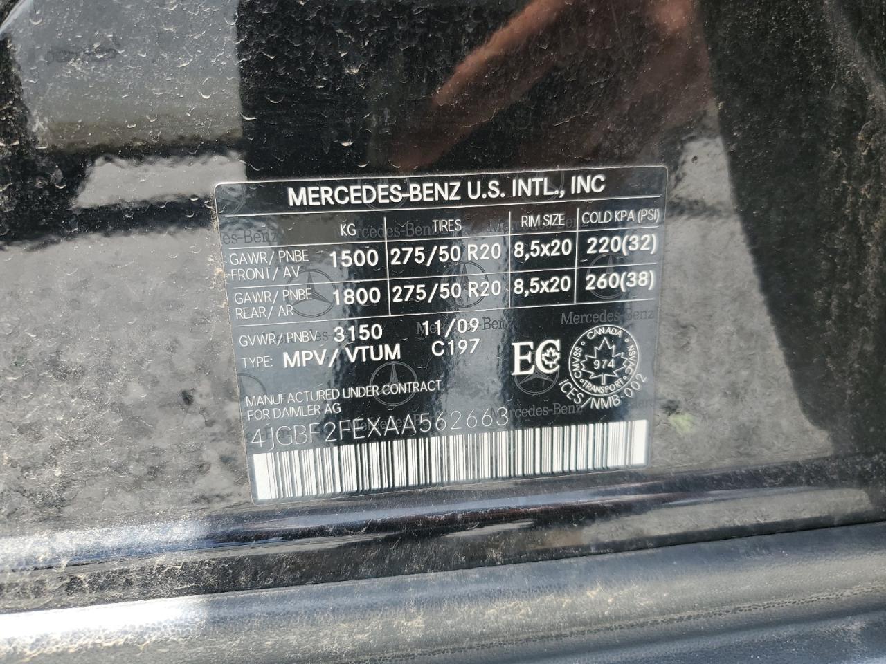 2010 Mercedes-Benz Gl 350 Bluetec VIN: 4JGBF2FEXAA562663 Lot: 62688365
