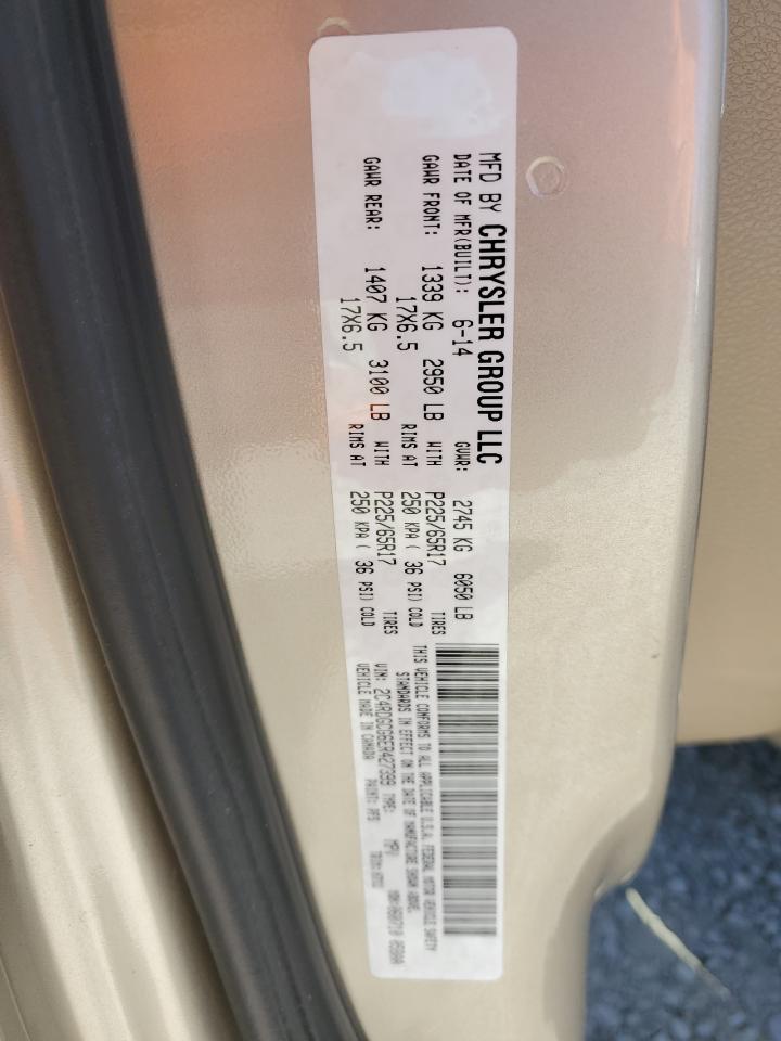 2014 Dodge Grand Caravan Sxt VIN: 2C4RDGCG6ER427399 Lot: 62950895