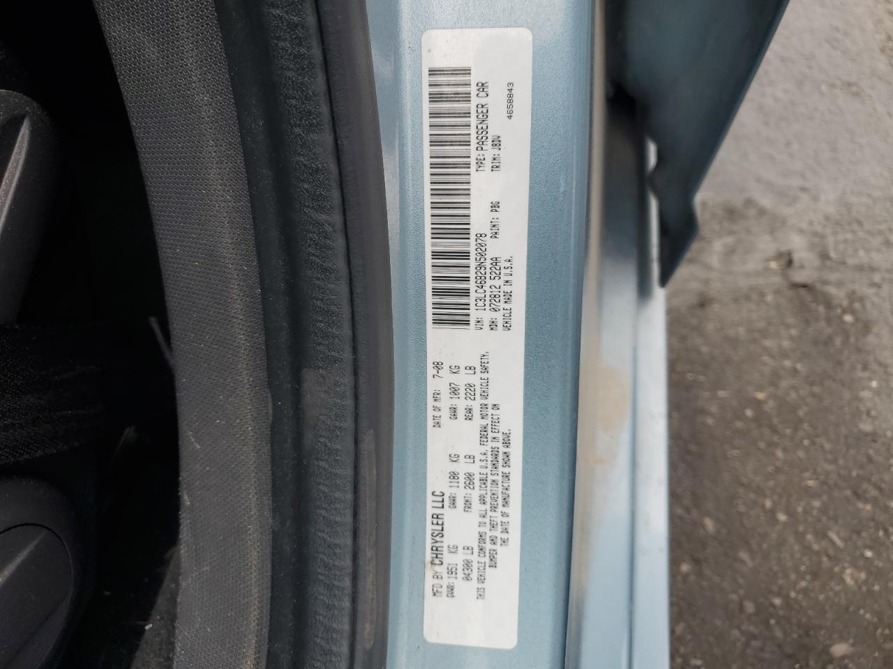 2009 Chrysler Sebring Lx VIN: 1C3LC46B29N502078 Lot: 61219515