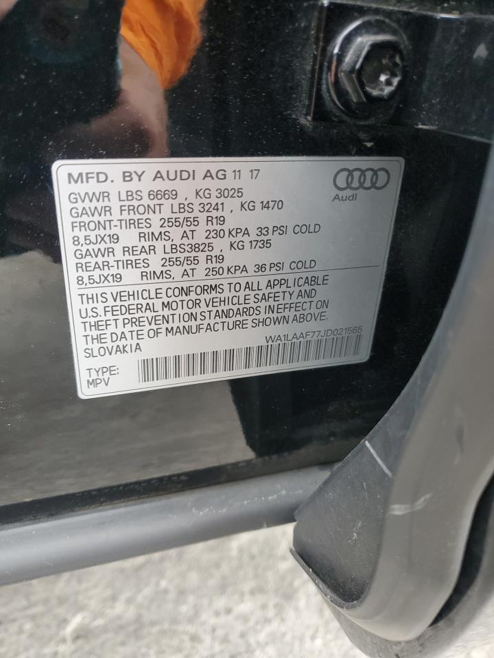 2018 Audi Q7 Premium Plus VIN: WA1LAAF77JD021565 Lot: 59815455